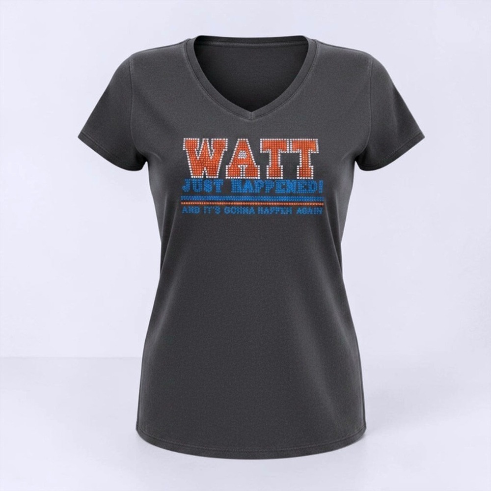 Next Level Apparel Watt Just Happened Rhinestone V-Neck T-Shirt Black XL